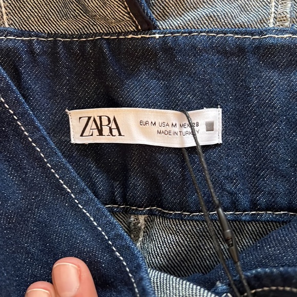 Zara Blue Denim Pinafore Dress with Buttons - Picture 4 of 4